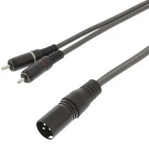 1.5m (Twin) 2x RCA PHONO Male Plug to XLR 3 Pin Male Cable Lead Audio PA Mixer - Picture 1 of 12