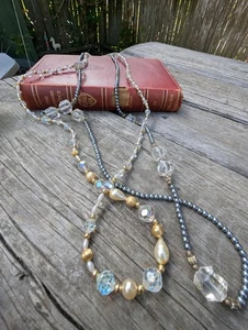 Lote de collares de cuentas brillantes años 80, collar de cuentas retro - Imagen 1 de 9