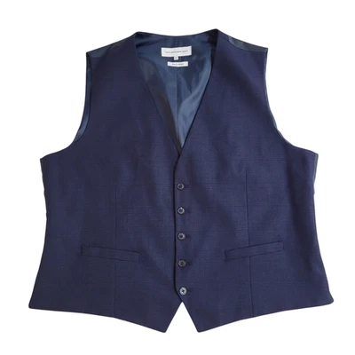 Taylor & Wright Waistcoat Blue Check Smart Formal 2 Pocket Men's Uk 2XL 48-50" - Image 1 of 4