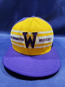 Vintage Washington Huskies AJD Hat Yellow/Purple Trucker Mesh Snapback Cap - Picture 1 of 12