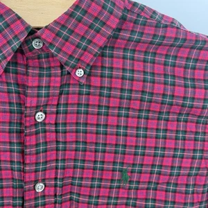 Camisa Ralph Lauren Para Hombre Calce Clásico A Cuadros Con Botones Manga Larga Verde Rojo S - Imagen 1 de 8