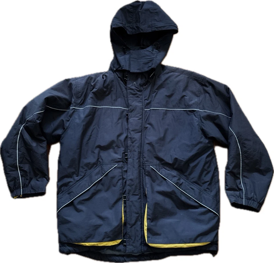 De Colección Anchor Azul Hombres L Invierno Abrigo Chaqueta Invierno Anorak Parka Con Capucha Gris Amarillo Foto 1 de 4