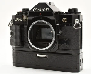 Near MINT Canon A-1 SLR Black Body 35mm Film Camera + Power Winder A From Japan - Picture 1 of 13