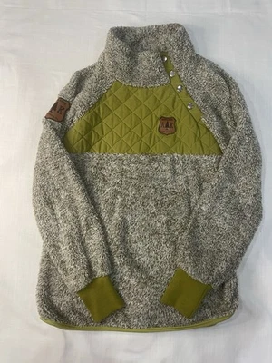 Alaska Chicks Pull Over Sherpa Botones a Presión Talla Pequeña, Verde Lima y Gris Foto 1 de 4