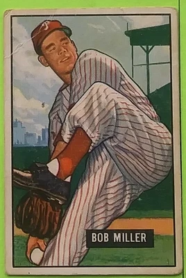Бейсбольная карточка 1951 Bowman No220 Bob Miller (Philadelphia Phillies) - Изображение 1 из 4