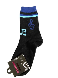 NWT Everbright Women's Black Musical Notes Socks Size 9-11 - Picture 1 of 4