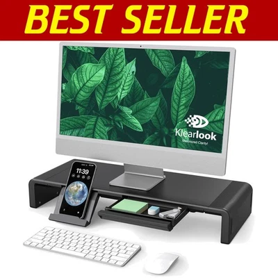 Klearlook Sturdy Monitor Stand with Storage Drawer & Adjustable Width Features - Image 1 of 4
