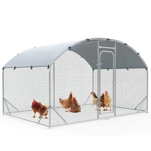 Large Metal Chicken Coop for 6-10 Chickens, Walk-in Chicken Run Outdoor Duck ... - Picture 1 of 8