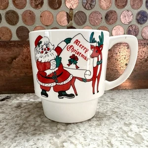 Vintage 1950er Santa Rentier Frohe Weihnachten Tee Kaffee Getränk Becher Tasse Pittsburgh, PA - Bild 1 von 8