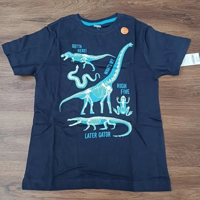 Nueva Camisa Gymboree Brilla en la Oscuridad Huesos de Dinosaurio Esqueleto Niños Talla 8 Foto 1 de 4