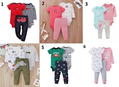 New Style Newborn Baby Boy Girl Romper Pants Tops Jumpsuit Set Clothes Outfits - Image 1 of 4