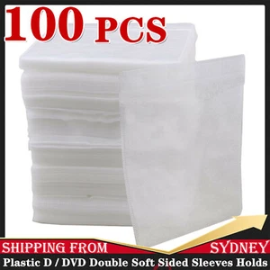 100pcs Premium White CD DVD Double Sided Soft Plastic Sleeves Holds 2 discs AU - Picture 1 of 12