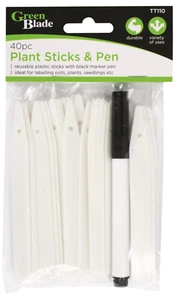 40PC Plant Sticks & Pen Outdoor Gardening Durable Reusable Label Black Marker - Picture 1 of 5