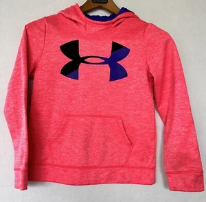 Under Armour Hoodie Pink Purple Logo Sweatshirt Kids M - Picture 1 of 3