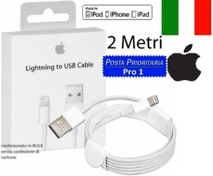 Cavo DATI 2 METRI Originale Lightning Usb Per iPhone 7 8 X Xs 11 12 13 Pro Max - Foto 1 di 1