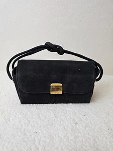 Bolso de terciopelo vintage Mid-Century DeLiso Debs Lennox negro tono dorado herrajes #5898 - Imagen 1 de 5