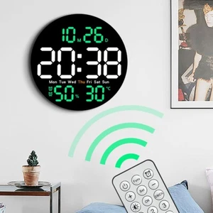 LED Digital Wall Clock Temperature humidity Date Day Display USB Remote Control - Picture 1 of 16