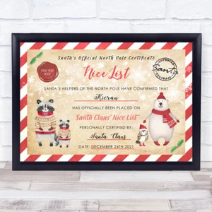 Christmas Santa's Nice List Polar Bears North Pole Personalised Certificate - Picture 1 of 1
