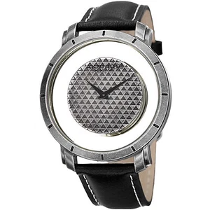 Reloj retro con correa negra esfera transparente tono plateado Akribos XXIV AK856SSB para hombre - Imagen 1 de 4
