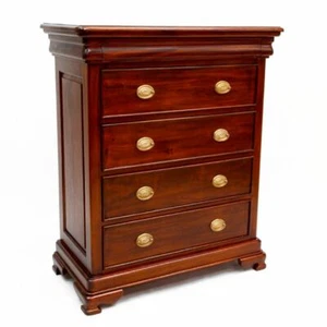 Mahogany Wood High Chest of Drawers / Bedroom Furniture Tall Boy Antique Style - Picture 1 of 3
