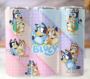 Bluey Tumbler 20oz Stainless Steel Insulated Travel Cup Mug Lid Straw - Picture 1 of 9