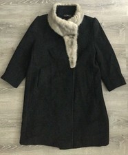 Forstmann Wool Coat w/ Fur Collar - Women’s Size L Petite - Dark Gray