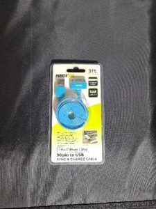 PowerXcel BLUE 30pin to USB Sync & Charge Cable 3 ft For iPod iPad iPhone - Picture 1 of 5