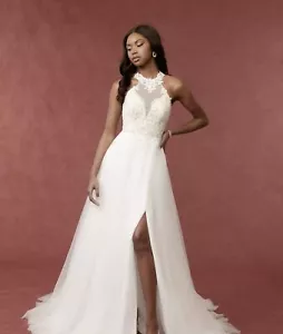 Abito da sposa taglia 20 tulle taglio alto linea A senza maniche Hatler abito da ballo - Foto 1 di 6