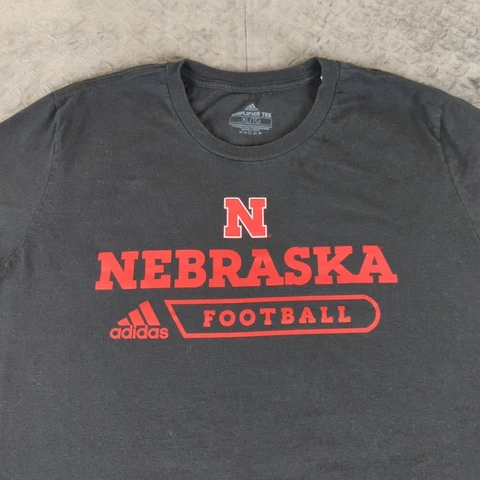Nebraska Cornhuskers Football Shirt Adidas Black Short Sleeve Men XL Cover