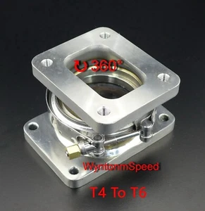 T4 To T6 Turbo Inlet V Band Stainless Steel 360° Rotation Flange + GSK+ Stud - Foto 1 di 11