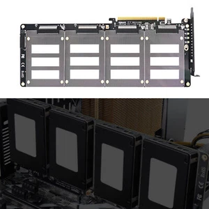 NEW U.2 SSD to PCIe X16 Adapter PCIE 4.0 to 4 Disk U.2 SFF-8639 SSD Riser Card4d - Picture 1 of 14