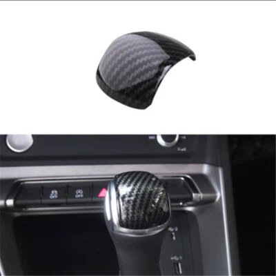 Cubierta decorativa de perilla de cambio de marchas interior de fibra de carbono para Audi Q3 2019-2023 Foto 1 de 4