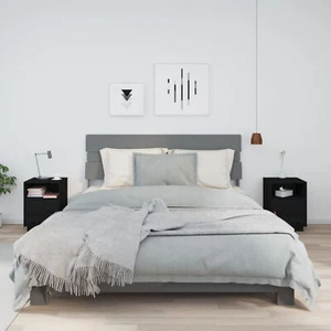 Bedside Cabinets 2 pcs Black 40x34x55 Solid Wood Pine Z1T2 - Picture 1 of 12