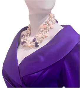 Amethyst Barock Süßwasserperlen mehrsträngig 19" Halskette 925 Silber Verschluss - Bild 1 von 13