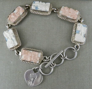 JSVR Jacqueline Smiley 950 Sterling Silver Vintage Revival Pastel Link Bracelet - Picture 1 of 8