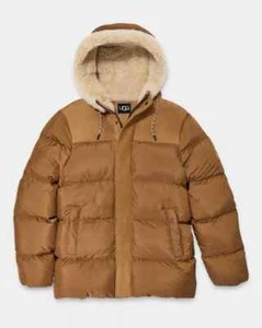$ 1498 Herren UGG Shasta Daunen Wildleder Lammfell Schaffell gefütterte Schneejacke Parka XL - Bild 1 von 10