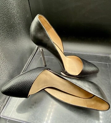 L.A.M.B Trina D'orsay насос черная кожа/хром каблуки - размер 8 - отличный подержанный! - Изображение 1 из 4