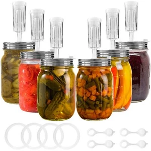 Fermenting Airlock Lids Kit Set - Fermentation Lids for Large Wide Mouth Mason - Picture 1 of 7