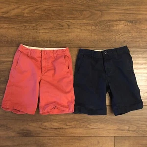 Gap Kids Boys Shorts Size 16 Lot of 2 Chino Blue Red Flat Front Adjustable Waist - Picture 1 of 7