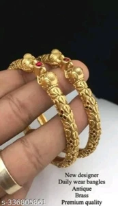 22k Gold Plated Indian Bridal Jewelry Bollywood Ethnic Bangles Bracelet Pair Set - Picture 1 of 8