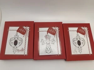 Lenox Bejeweled Silver Plate Ornaments Lot Of 3 Brand New in Box - Picture 1 of 8