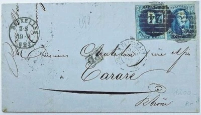 1862: Letter Brussels to Tarare / France. 2 x 20 Cents - Image 1 of 3