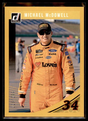 2019 Donruss Racing NASCAR GOLD Parallel #45 Michael McDowell #226/299 - Image 1 of 2