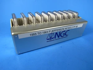 1955 to 1964 P,   10-Coin Set Jefferson Nickels  NGC  Pf 68  Beautiful Set - Picture 1 of 17