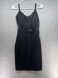 Vestido para mujer O'Delilah talla XS negro encaje recortado ceñido al cuerpo correas de espagueti - Imagen 1 de 11