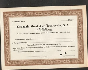 COMPANIA MUNDIAL DE TRANSPORTES (PANAMA) (A) - Foto 1 di 1