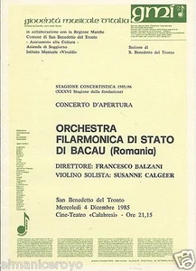SAN BENEDETTO DEL TRONTO 1985 PROGRAMMA ORCHESTRA FILARMONICA BACAU ROMANIA - Picture 1 of 1