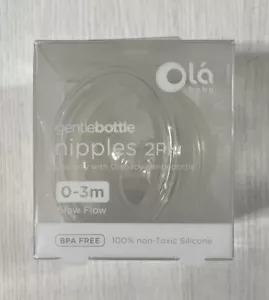 Olababy Gentle Bottle Silicone Replacement Nipple 2 Pack (0-3 Months/Slow Flow) - Picture 1 of 3