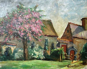 Jules Edmond Cuisinier 1857-1917 Alenya Paris / Gemälde Gehöft mit Kirschbaum - Bild 1 von 1