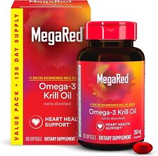 Krill Oil 350mg Omega 3 Supplement, 1 Dr 130 Count (Pack of 1), Red 